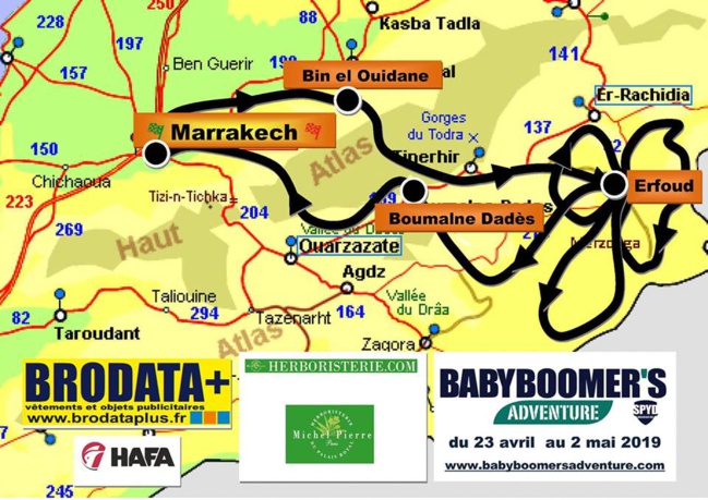 11ÈME BABYBOOMER'S ADVENTURE MAROC DU 23 AVRIL AU 2 MAI 2019. ERFOUD