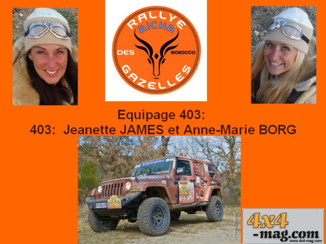 Les équipages suivi par 4x4-mag sur le Rallye des Gazelles 2016 Les équipages suivi par 4x4-mag sur le Rallye des Gazelles 2016