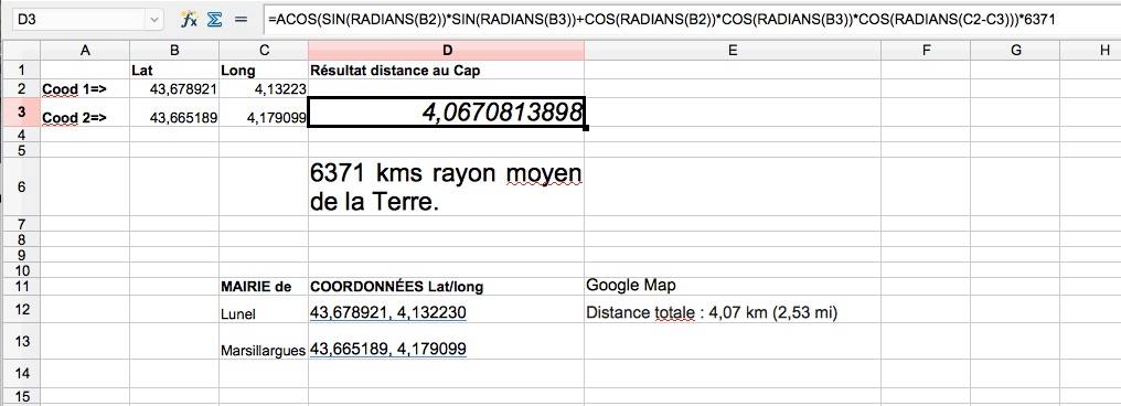 Comment Obtenir La Distance Au Cap( Kms) Entre 2 WPs Connus En Longitude Et Latitude