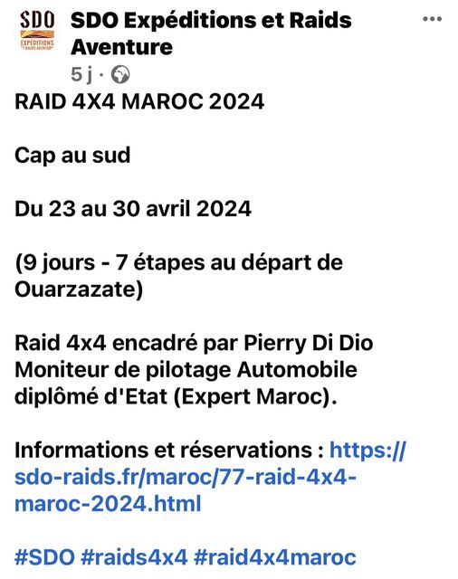 Les raids du premier semestre 2024